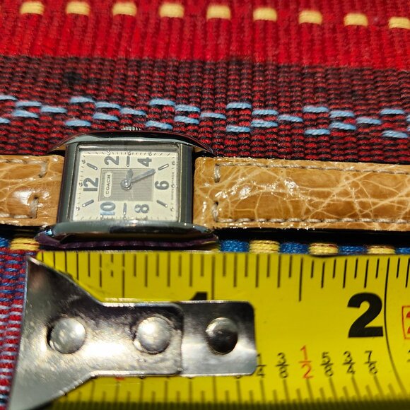 COACH (0241) Swiss Quartz Women's Stainless Tank Watch~Original Crocodile Band - Picture 13 of 14